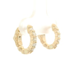 New 14k Gold .40ctw Diamond Petite Fancy Huggie Hoop Earrings w/ Push Clasp