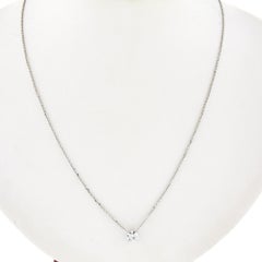 New 14K Gold .42ct Round Brilliant Diamond Solitaire Pendant w/ Adjustable Chain