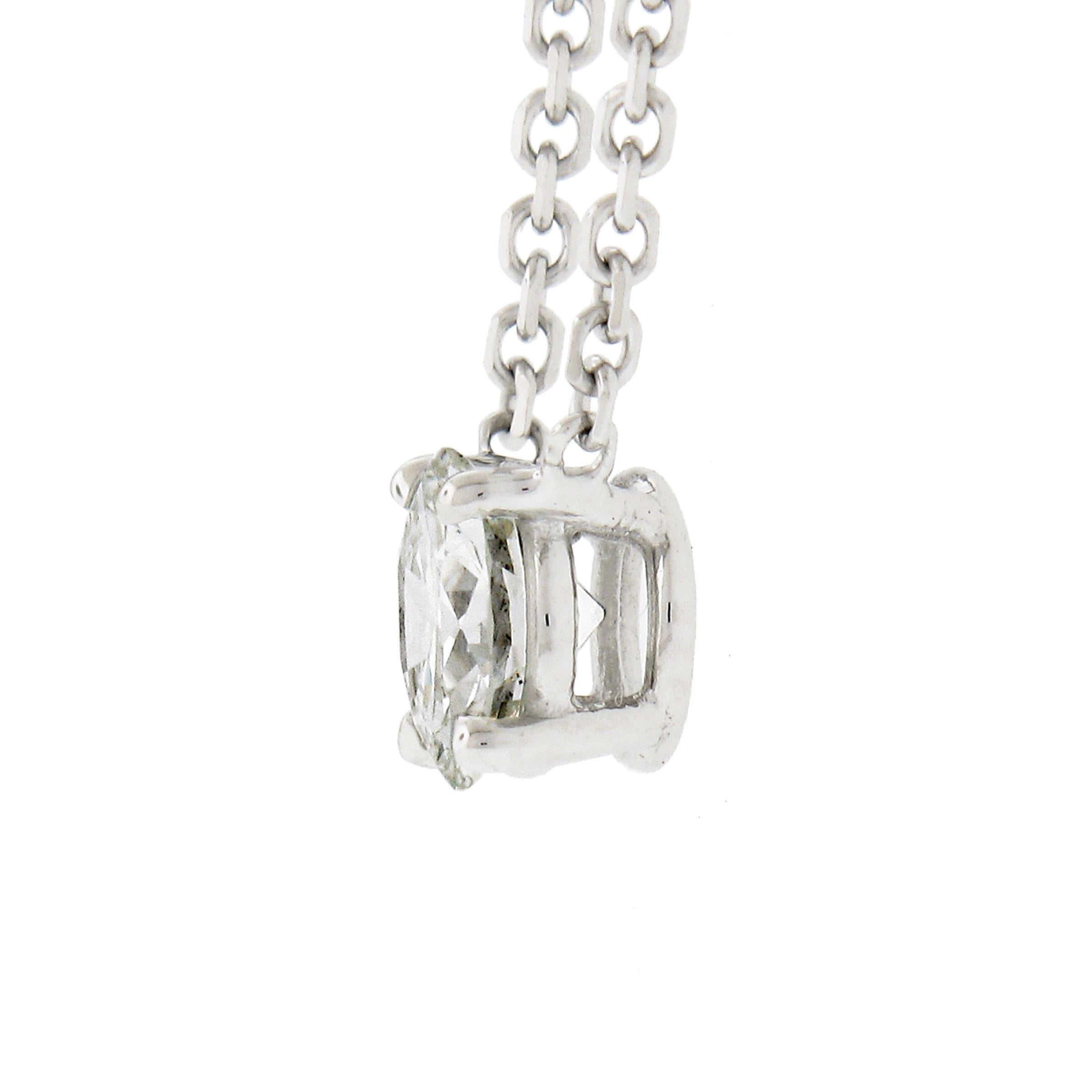 Women's New 14K Gold .42ct Round Brilliant Diamond Solitaire Pendant w/ Adjustable Chain For Sale