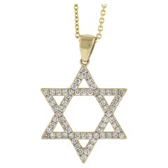 New 14K Gold Diamond Open Star of David Pendant w/ Adjustable 16" of 18" Chain