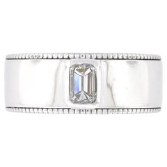 Neuer 14k Gold GIA 0,53ctw Smaragdschliff Diamant Solitär Milgrain breiter Ring