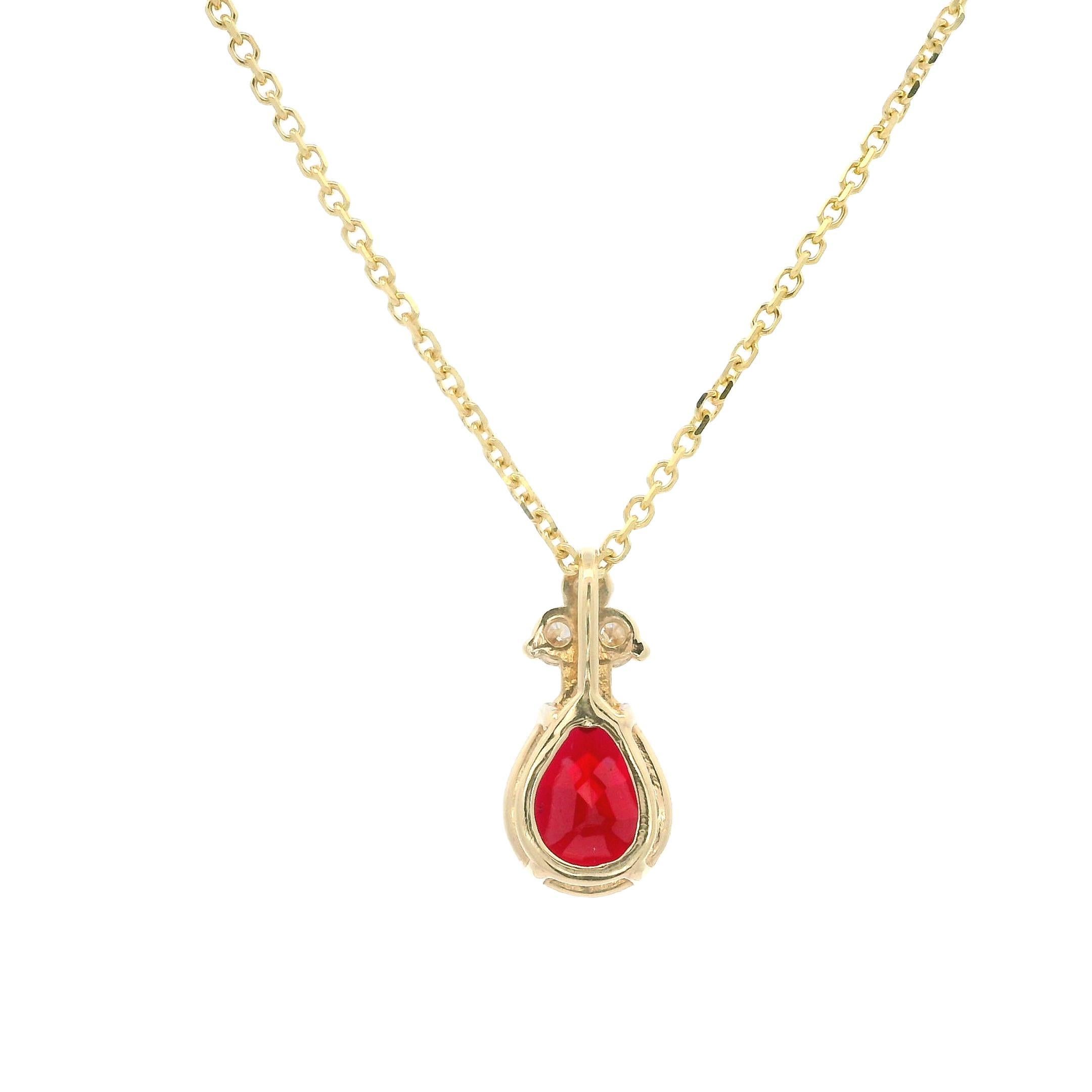 Neu 14k Gold GIA 2,17ctw Birnenförmiger burmesischer Spinell & Diamant-Anhänger Verstellbare Halskette (Tropfenschliff) im Angebot