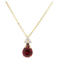 New 14k Gold GIA 2.17ctw Pear Burma Spinel & Diamond Pendant Adjustable Necklace