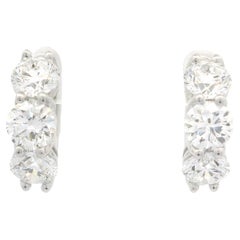 New 14k Gold GIA 2.70ctw 6 Large Round D VVS Diamond Hoop Huggie Earrings
