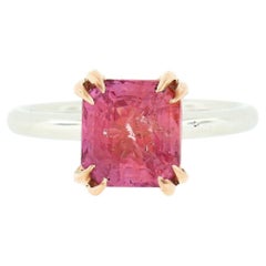 14k Gold & Platinum Agl 3.38ctw No Heat Padparadscha Sapphire Solitaire Ring