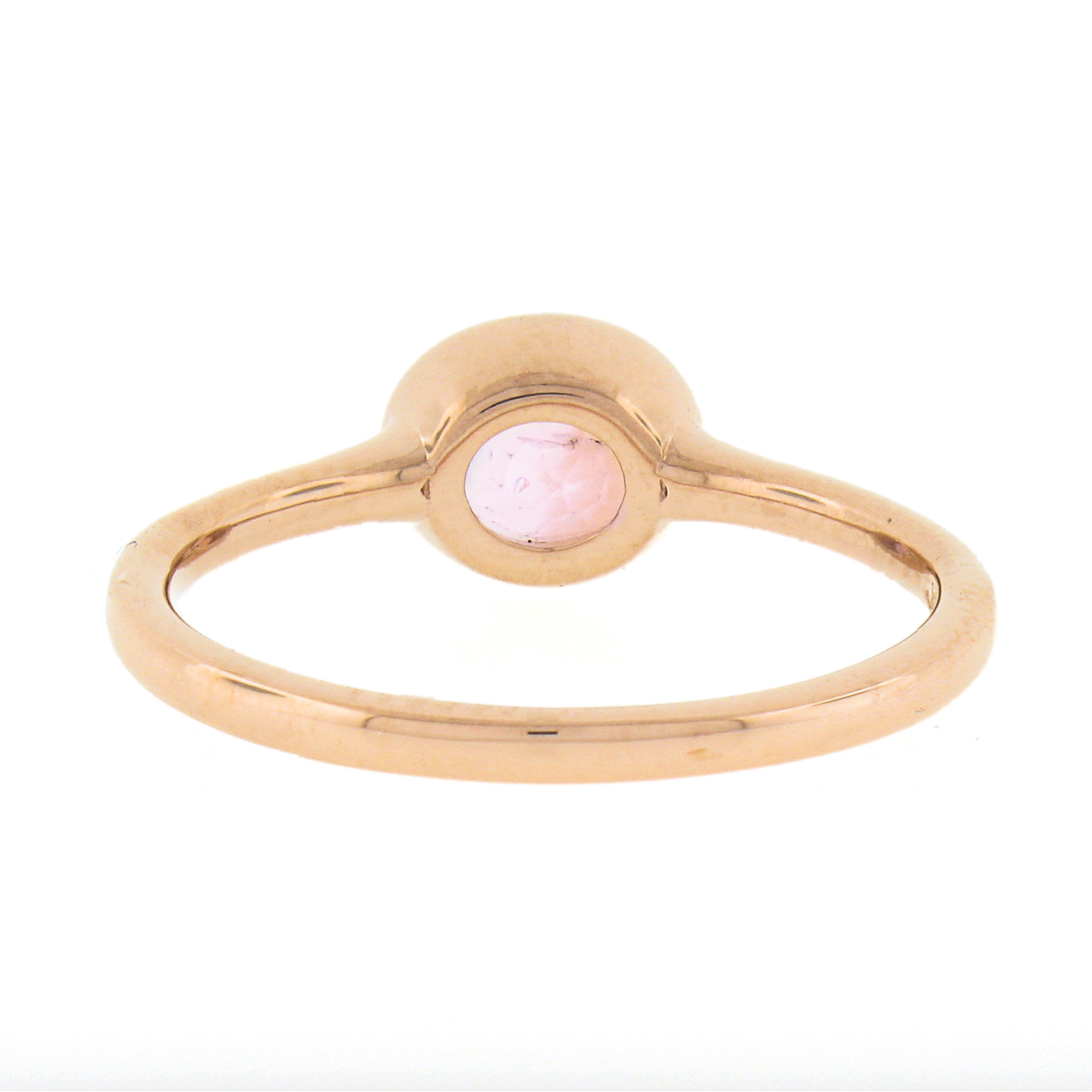 NEW 14k Rose Gold 1.01ct Oval GIA NO HEAT Pink Sapphire Bezel Set Solitaire Ring en vente 3