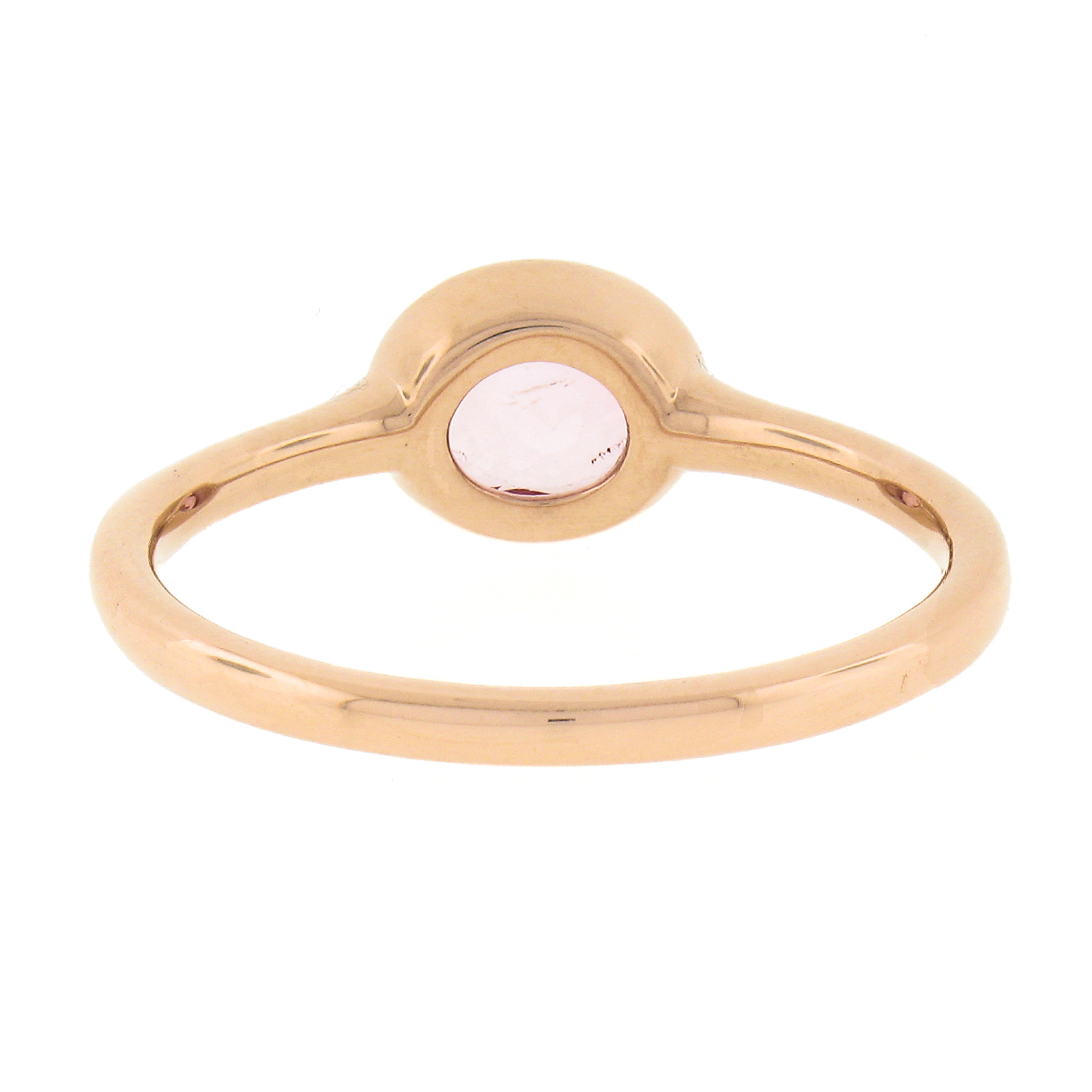 NEW 14k Rose Gold 1.29ctw GIA Oval Orangy Pink Sapphire Bezel Solitaire Ring en vente 3