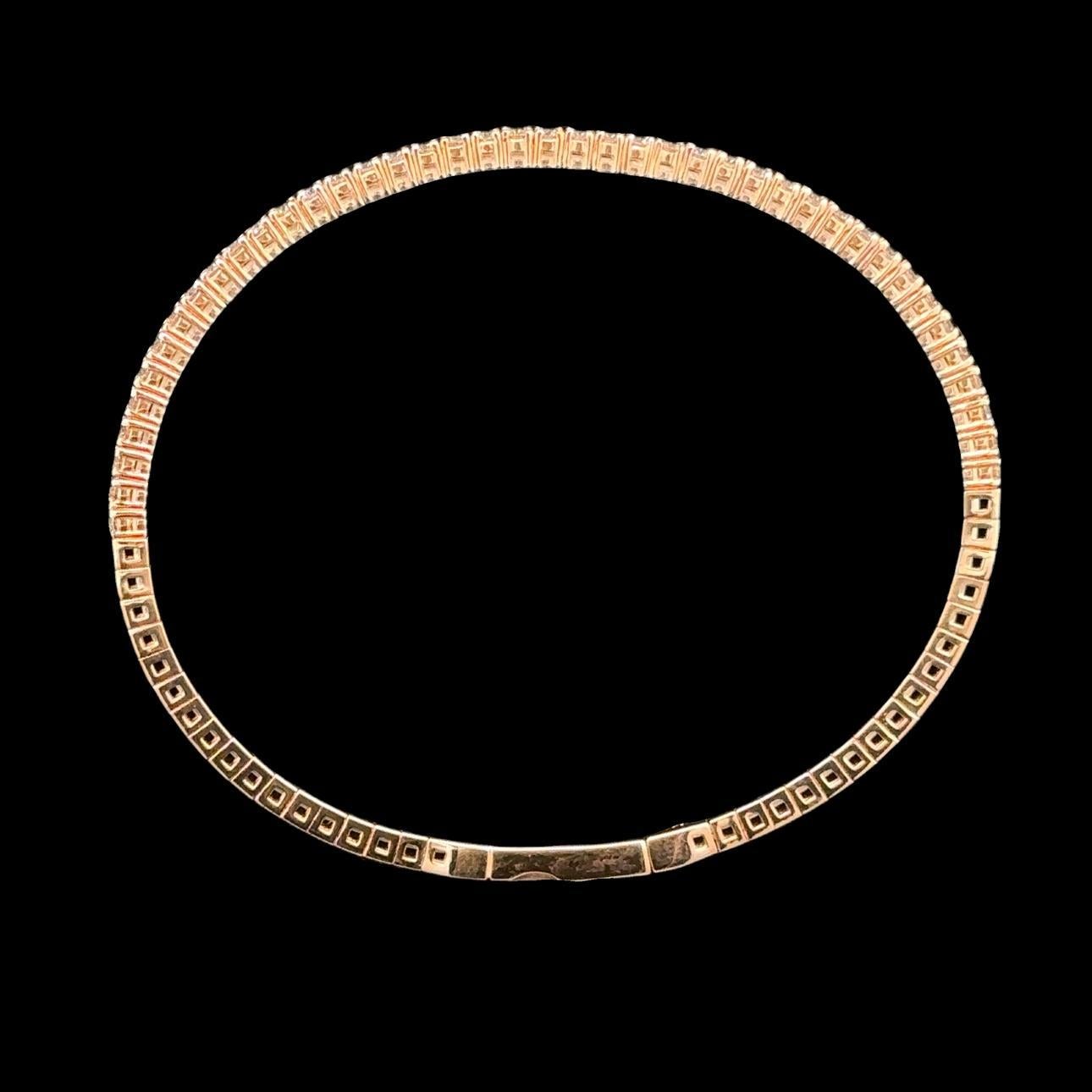 Taglio brillante NUOVO Bracciale flessibile in oro rosa 14k con diamanti da 1,36 carati e chiusura a pressione in vendita