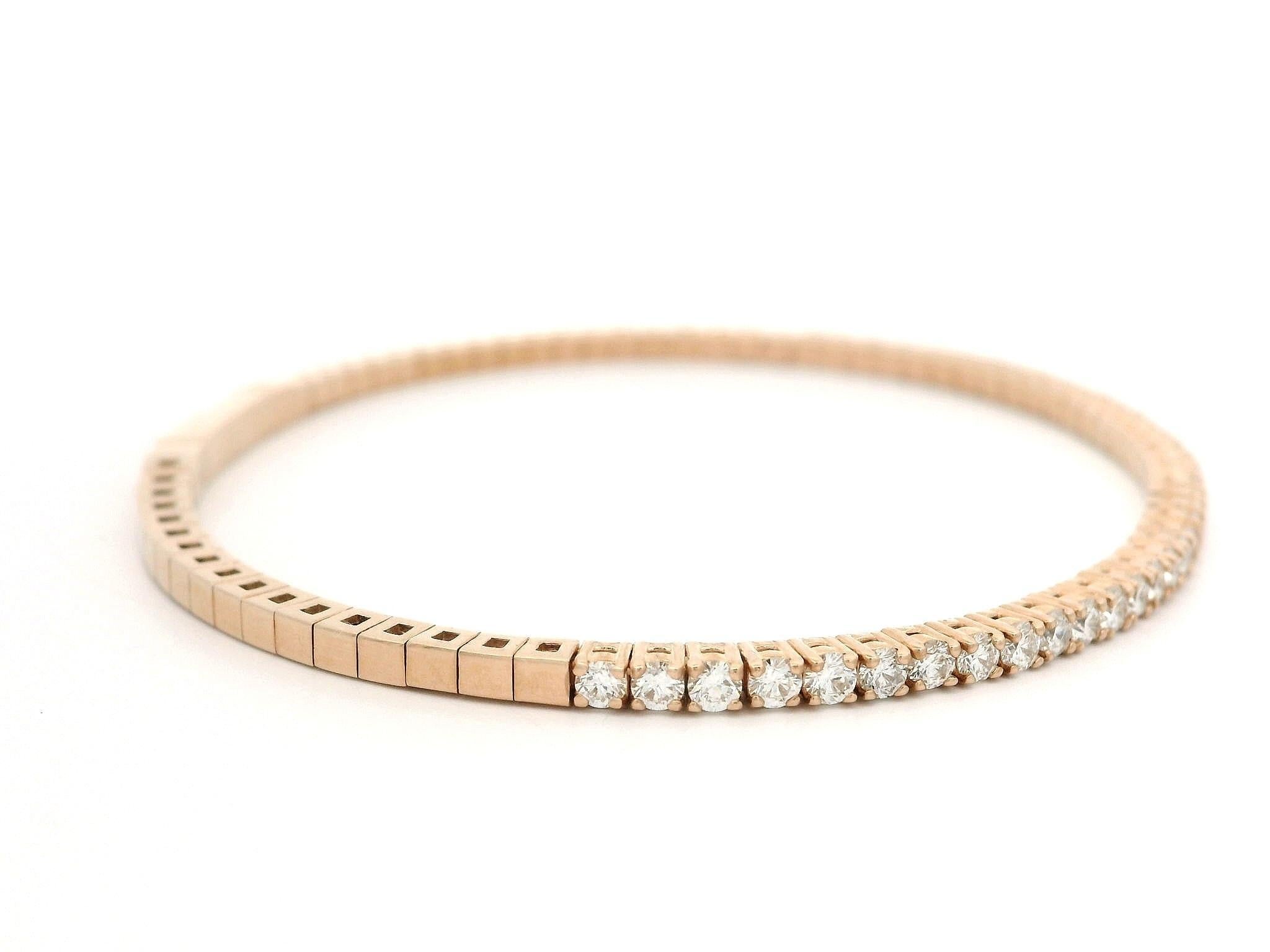 NUOVO Bracciale flessibile in oro rosa 14k con diamanti da 1,36 carati e chiusura a pressione in vendita 4