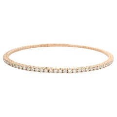 NEW 14k Rose Gold 1.36ctw Diamond Flexible Bangle Bracelet w/ Push Clasp