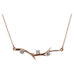 New 14k Rose Gold Diamond Branch Necklace