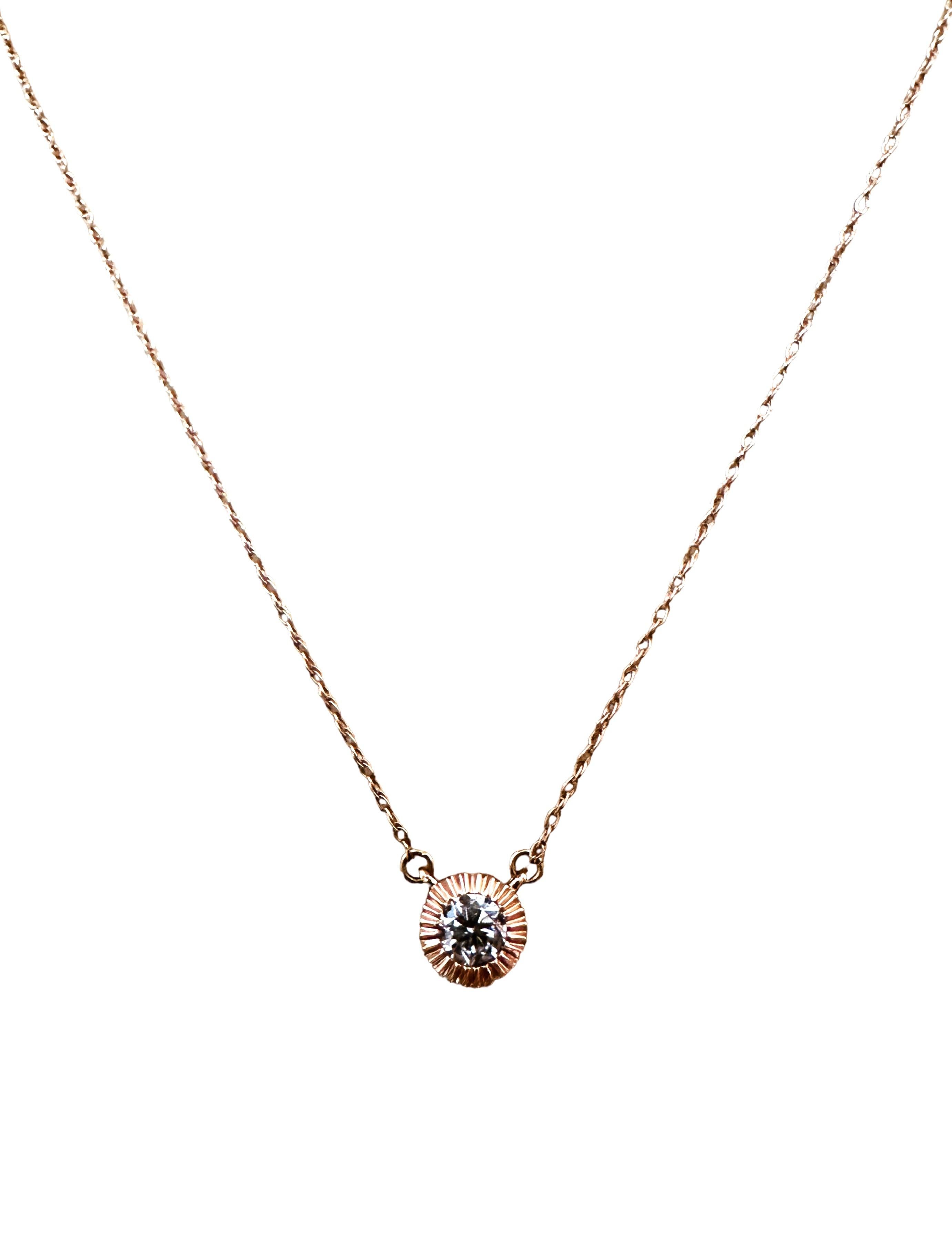 New 14k Rose Gold Diamond Pendant Necklace With Matching Earrings For Sale 1
