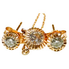 New 14k Rose Gold Diamond Pendant Necklace With Matching Earrings