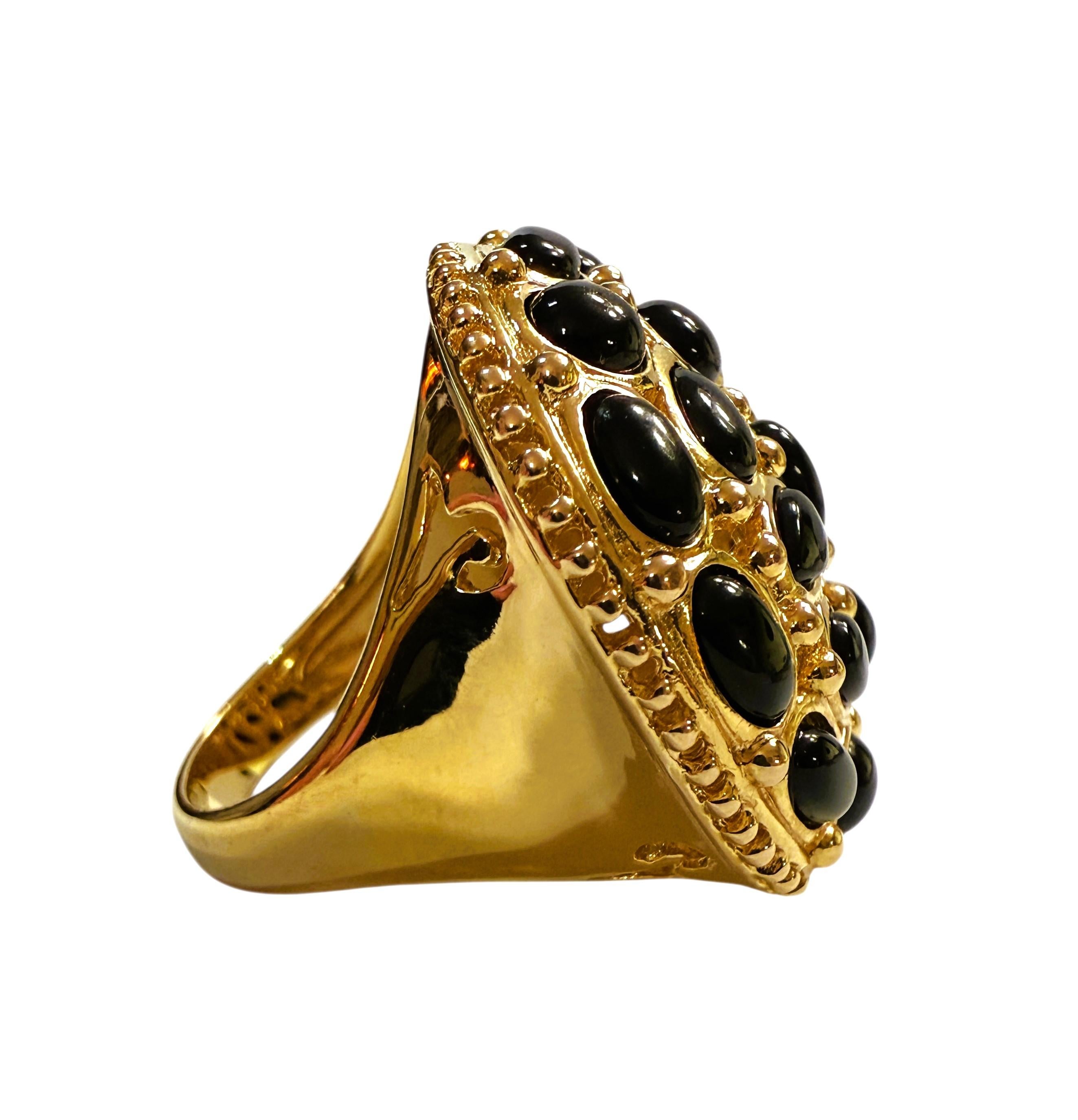 New 14k Rose Gold Over Sterling Silver Black Onyx Statement Ring Size 7 In New Condition For Sale In Eagan, MN