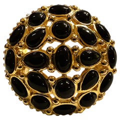 New 14k Rose Gold Over Sterling Silver Black Onyx Statement Ring Size 7