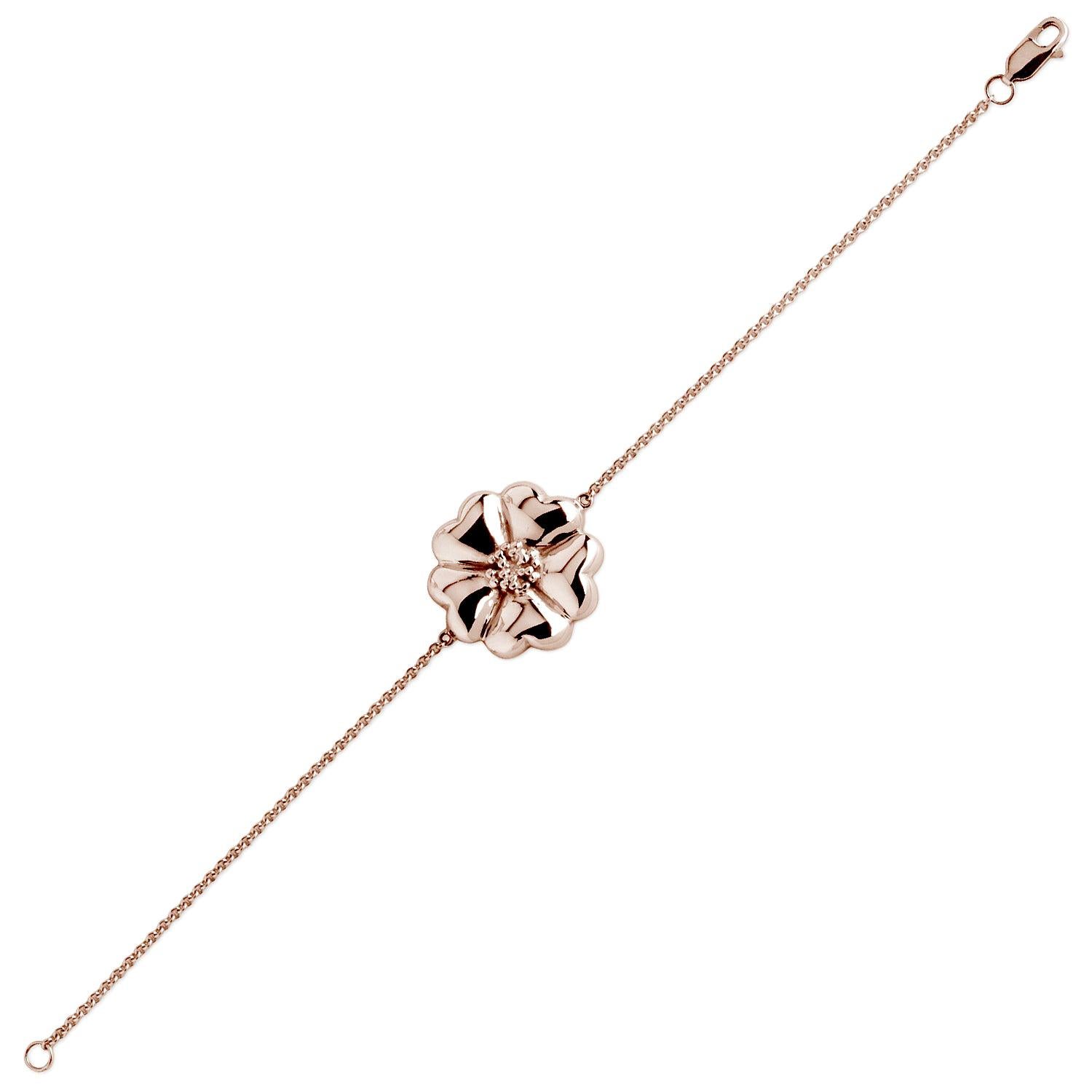 24 Karat Rose Gold Vermeil Big Blossom Chain Bracelet For Sale