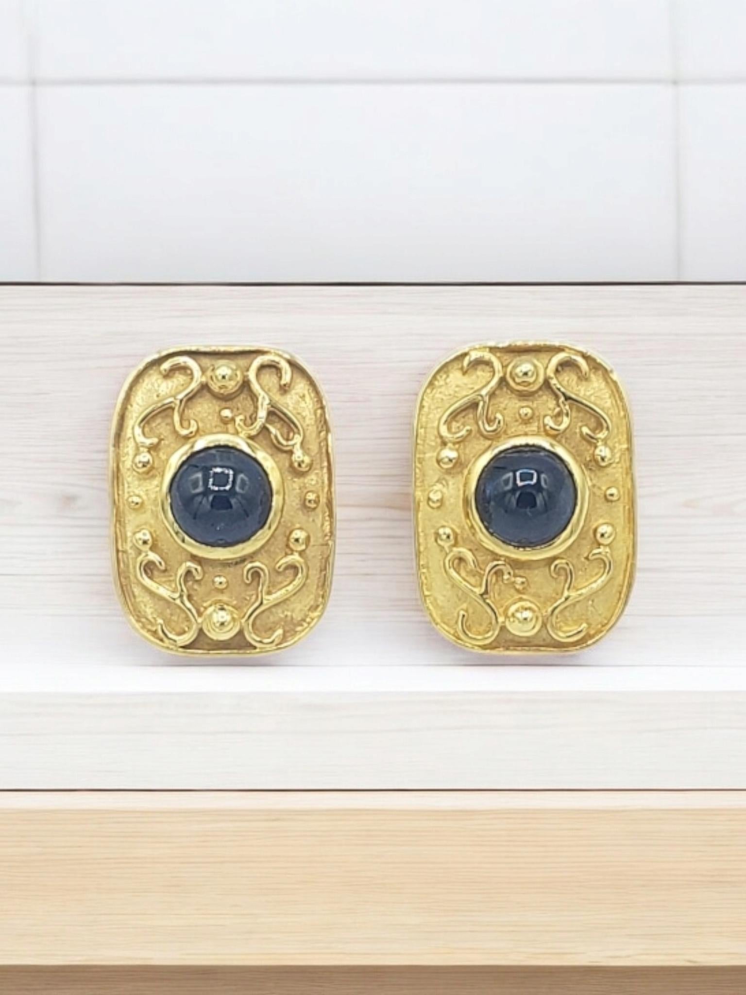 NEW 14k Solid Yellow Gold Natural Sapphire Earrings For Sale 6