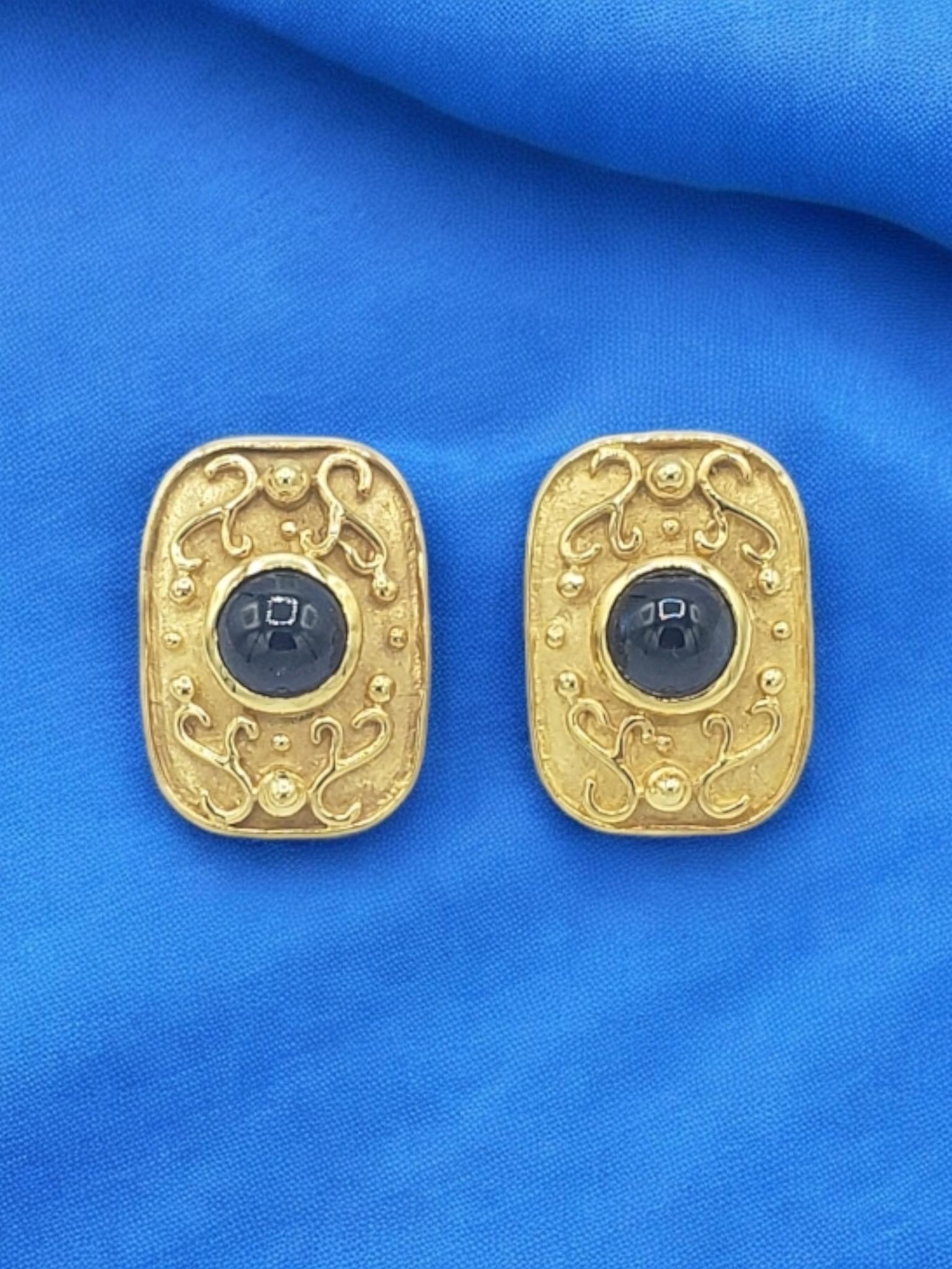 NEW 14k Solid Yellow Gold Natural Sapphire Earrings For Sale 7