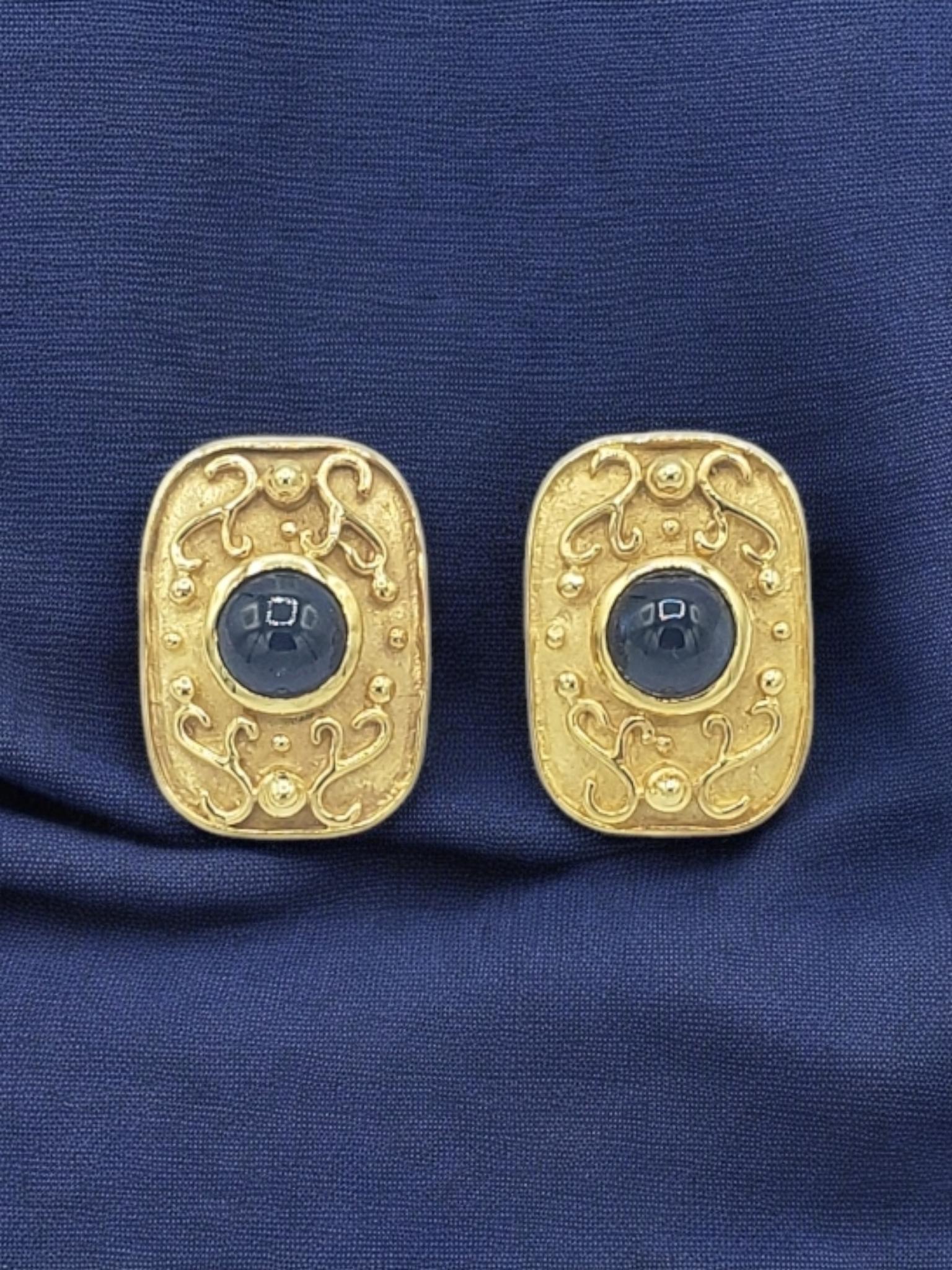 NEW 14k Solid Yellow Gold Natural Sapphire Earrings For Sale 8