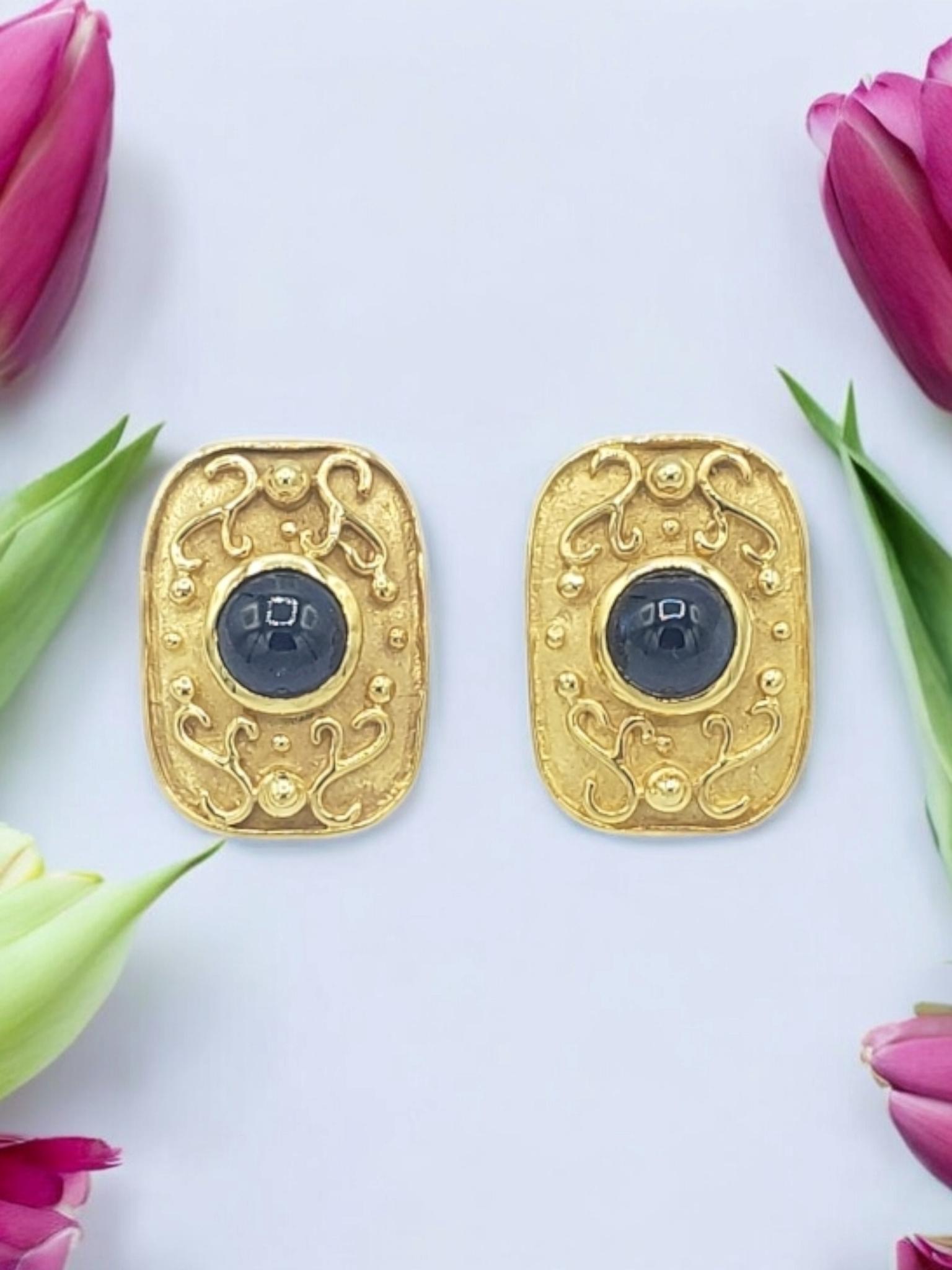 NEW 14k Solid Yellow Gold Natural Sapphire Earrings For Sale 10