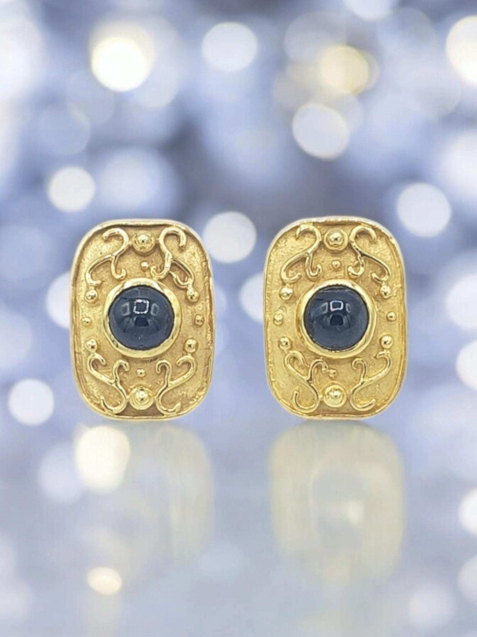 NEW 14k Solid Yellow Gold Natural Sapphire Earrings For Sale 11