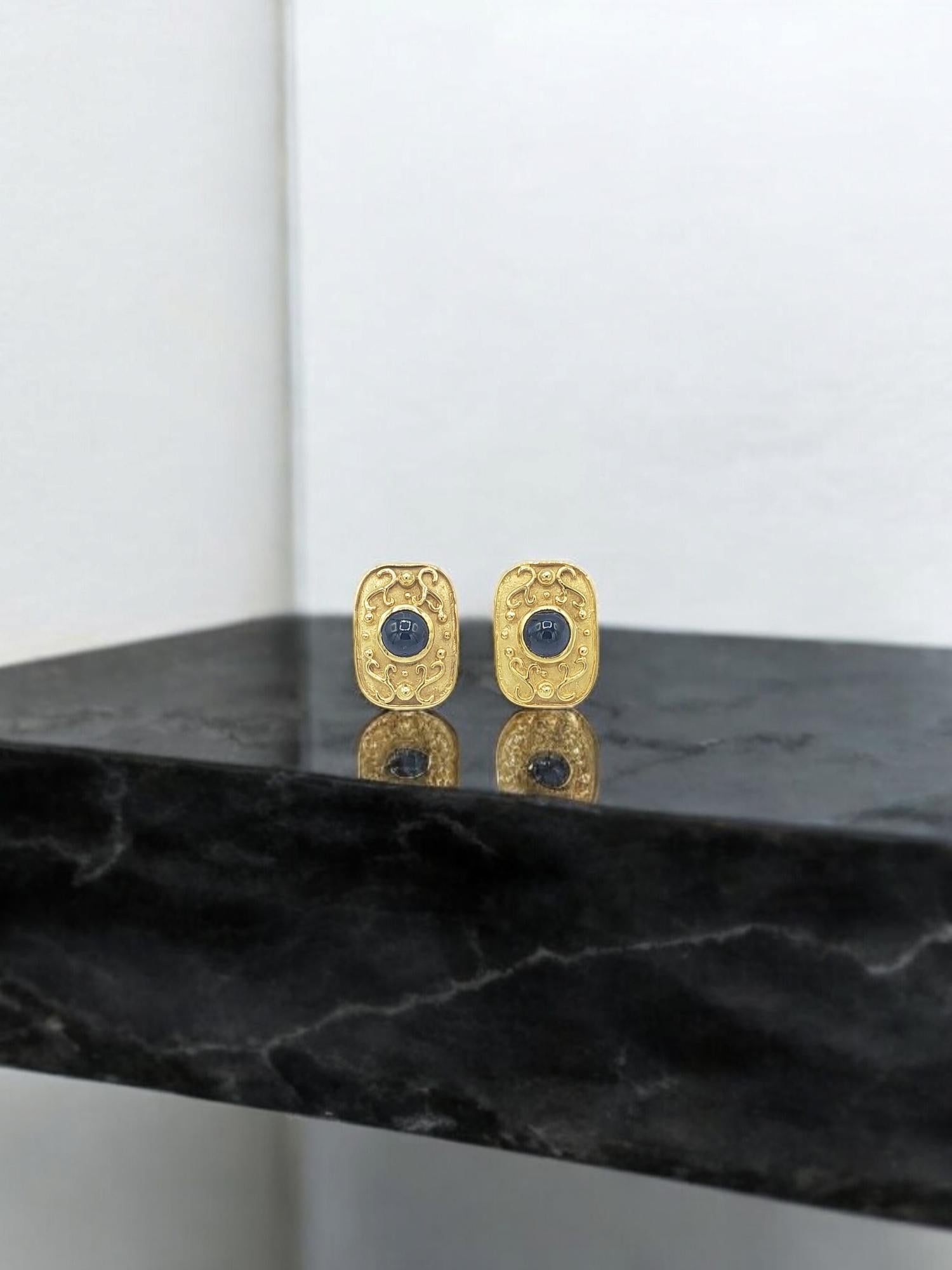 NEW 14k Solid Yellow Gold Natural Sapphire Earrings For Sale 13