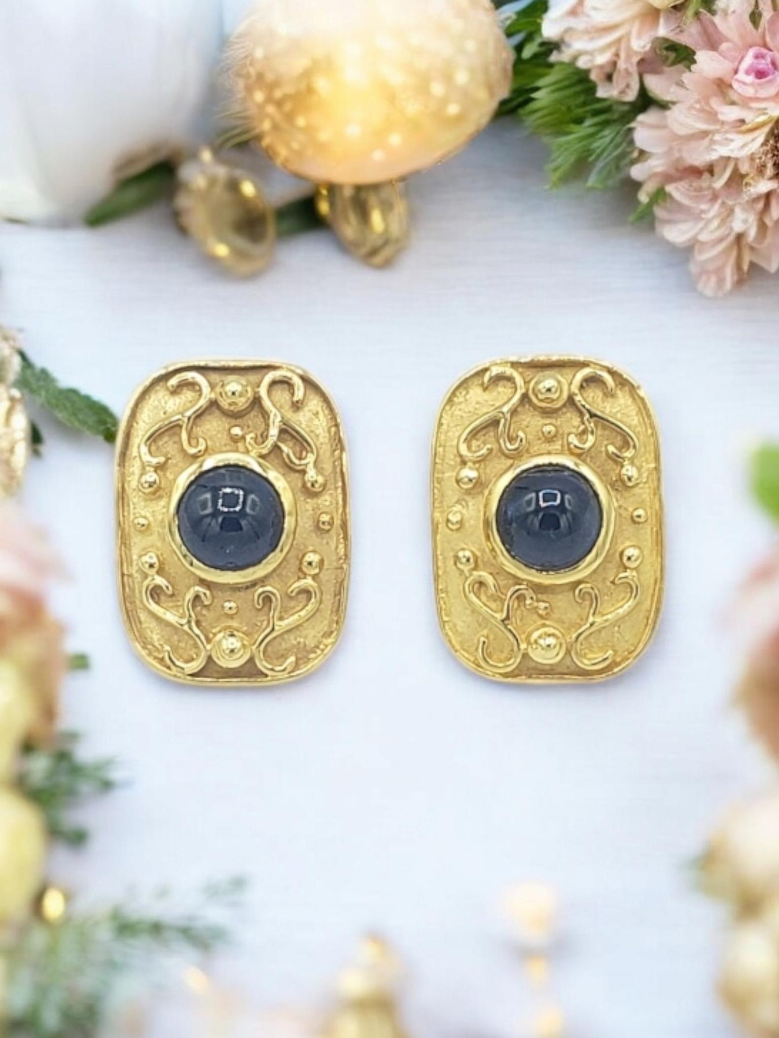 NEW 14k Solid Yellow Gold Natural Sapphire Earrings For Sale 15