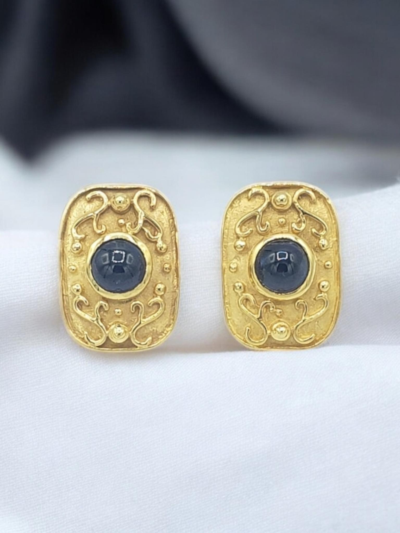 NEW 14k Solid Yellow Gold Natural Sapphire Earrings For Sale 14