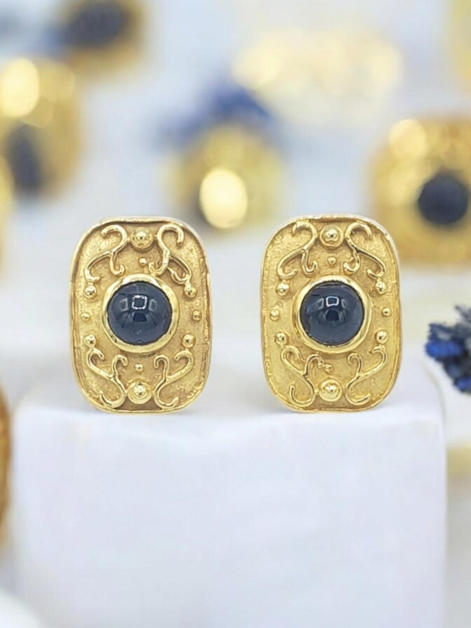NEW 14k Solid Yellow Gold Natural Sapphire Earrings For Sale 16