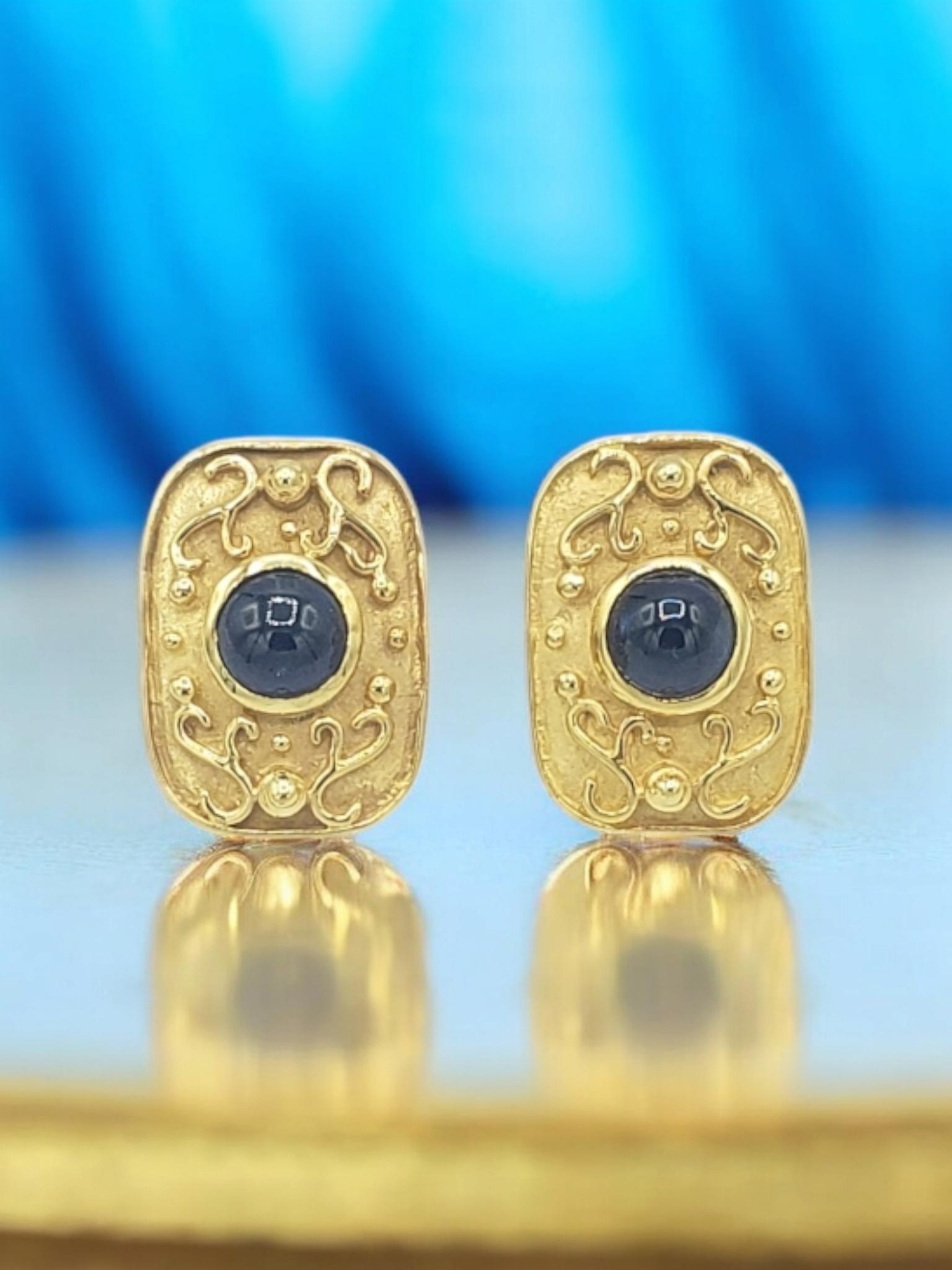 NEW 14k Solid Yellow Gold Natural Sapphire Earrings For Sale 2