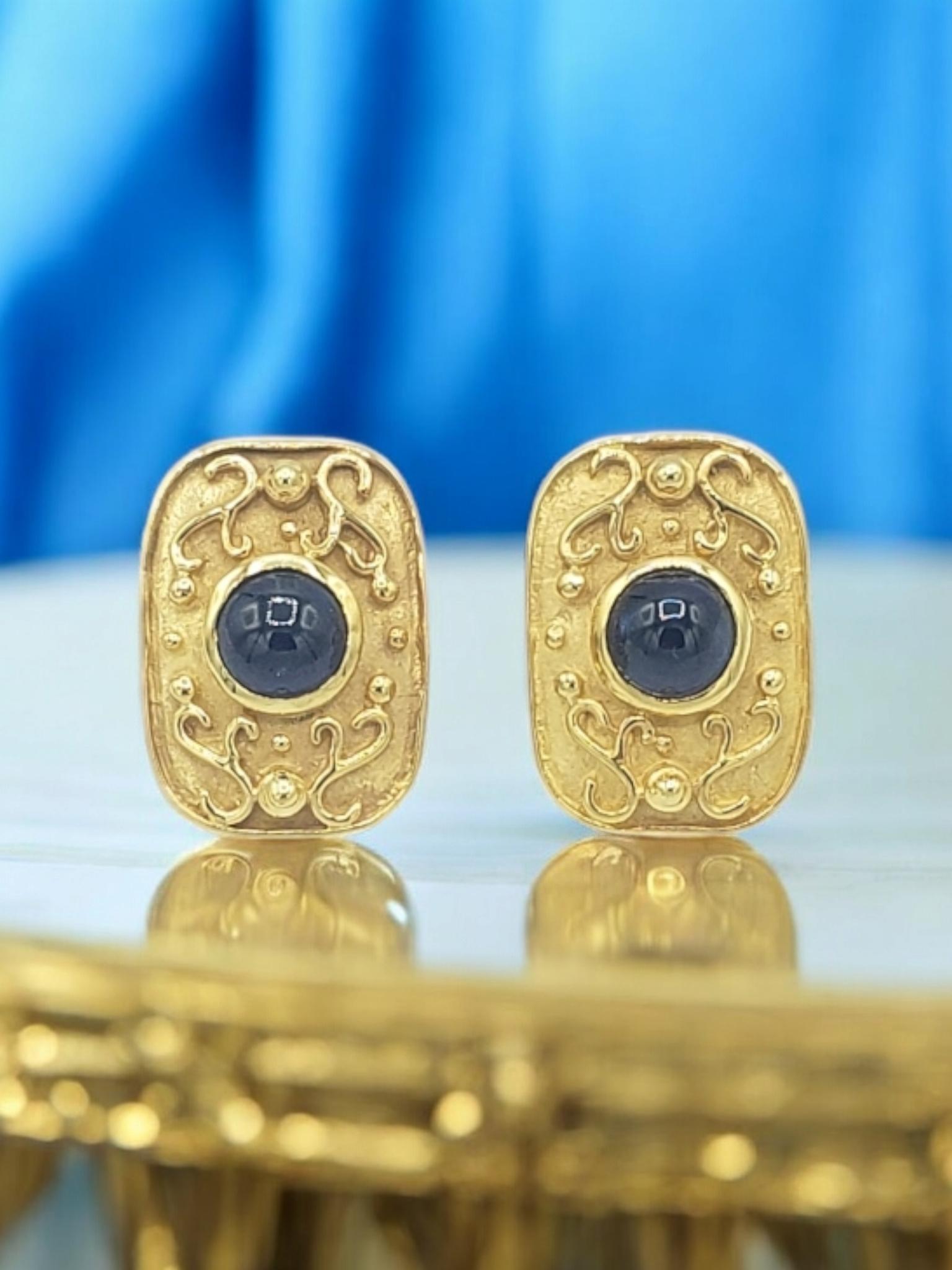 NEW 14k Solid Yellow Gold Natural Sapphire Earrings For Sale 3