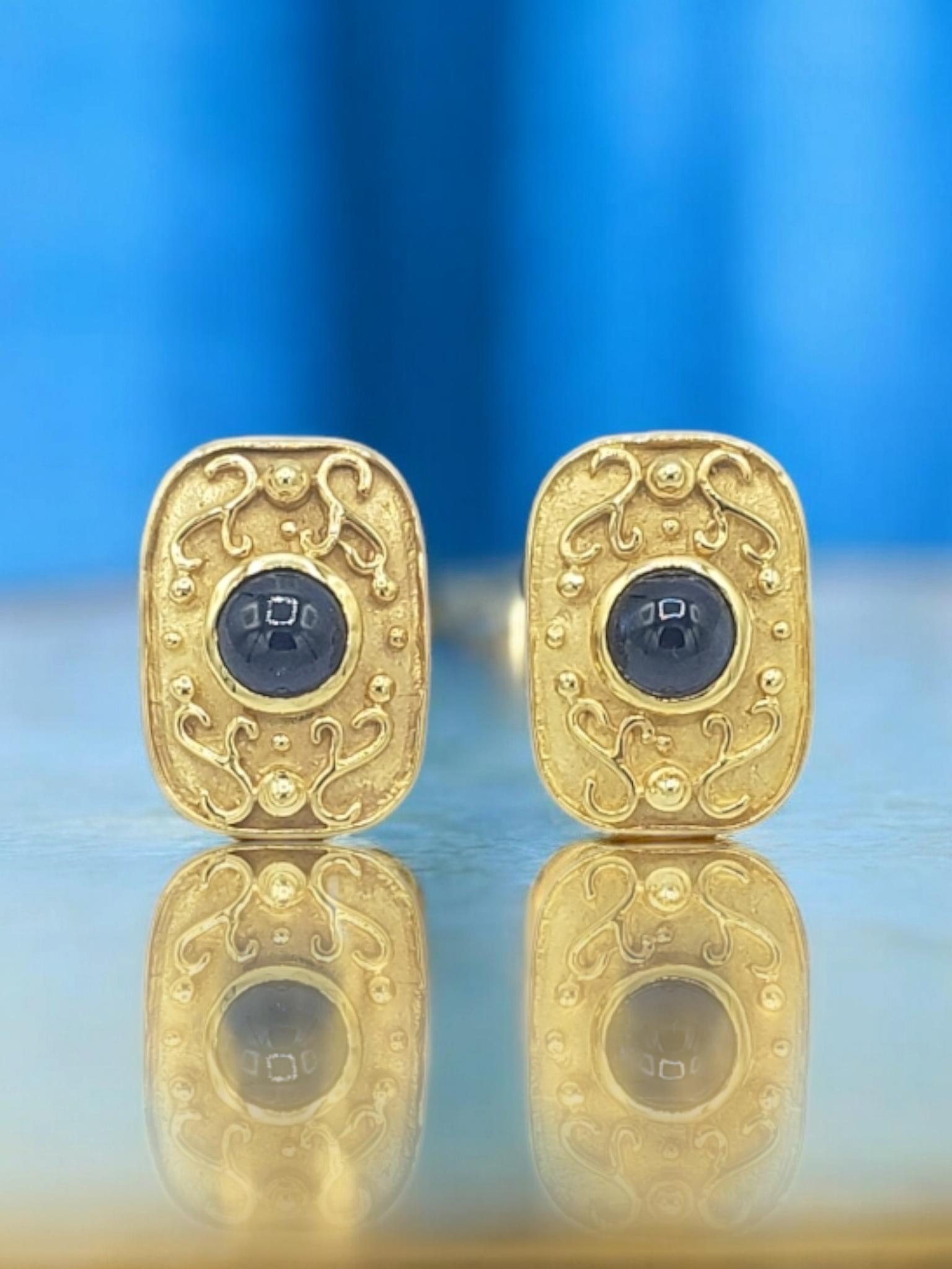 NEW 14k Solid Yellow Gold Natural Sapphire Earrings For Sale 4