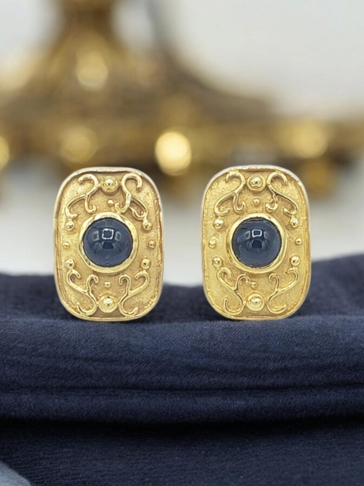 NEW 14k Solid Yellow Gold Natural Sapphire Earrings For Sale 5