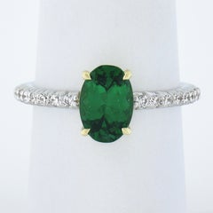 Neu 14k TT Gold 2,07ctw Gia Oval Tsavorit Solitär & Diamant Verlobungsring