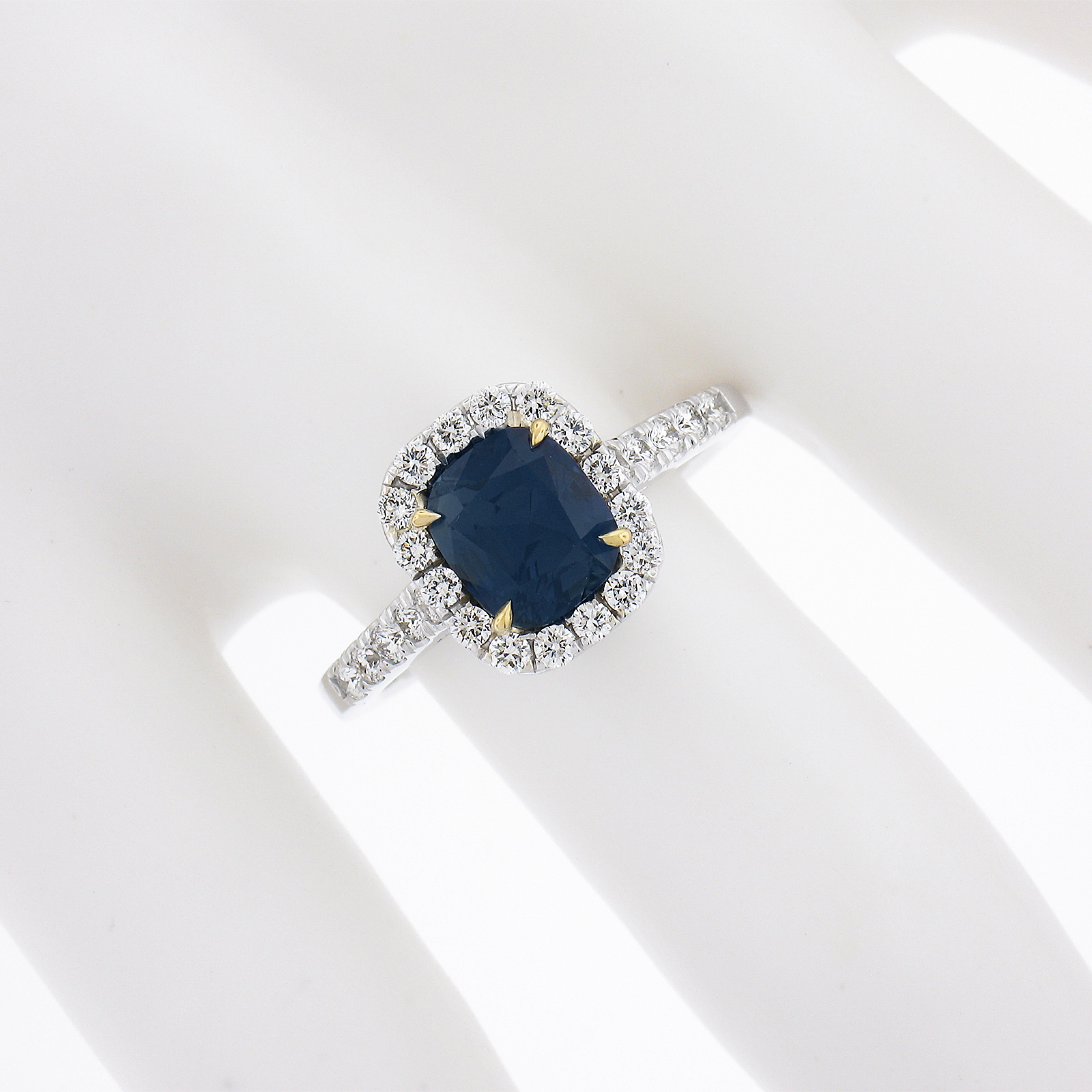 New 14k Tt Gold 2.47ctw Gia No Heat Blue Sapphire & Diamond Engagement Ring In New Condition For Sale In Montclair, NJ