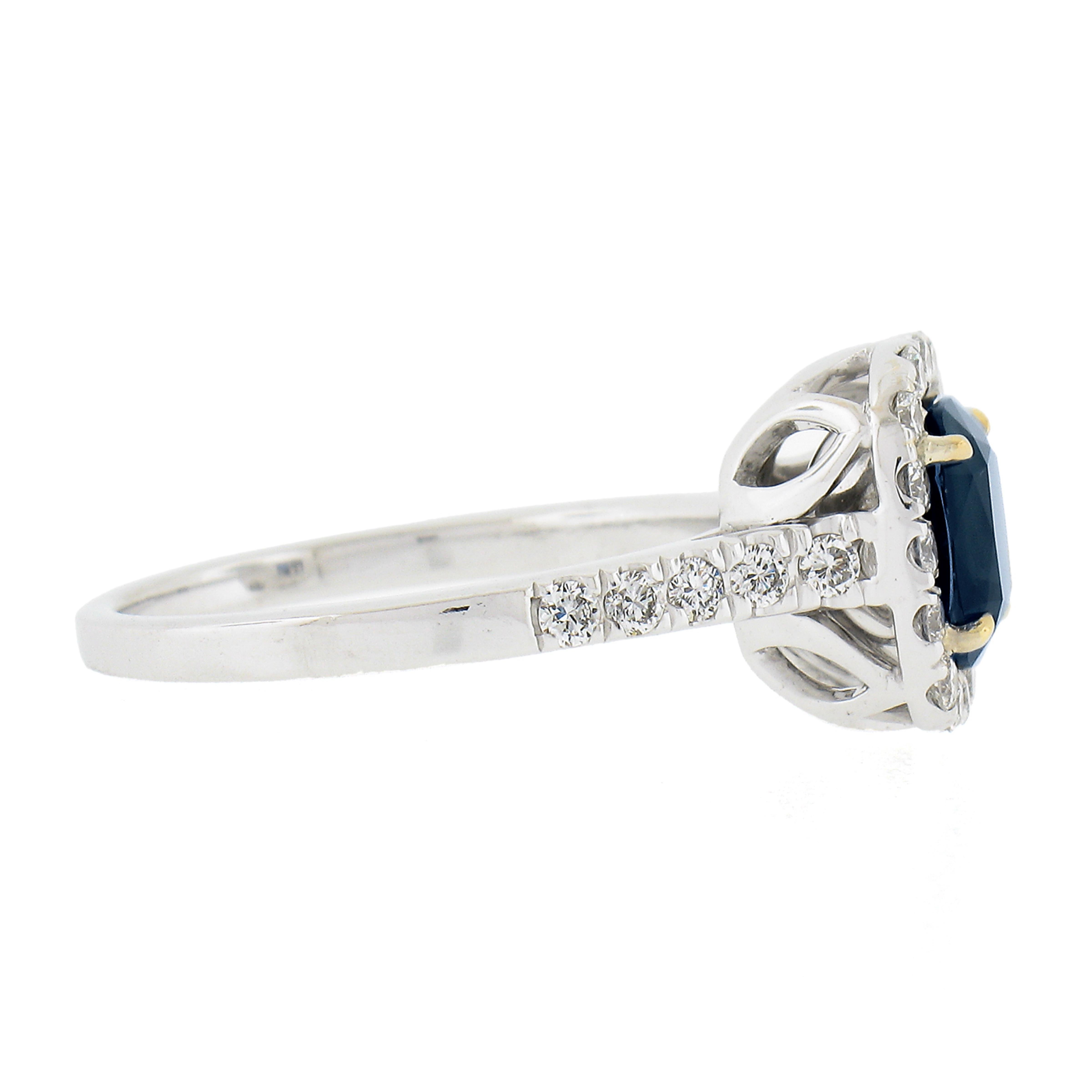 Women's New 14k Tt Gold 2.47ctw Gia No Heat Blue Sapphire & Diamond Engagement Ring For Sale