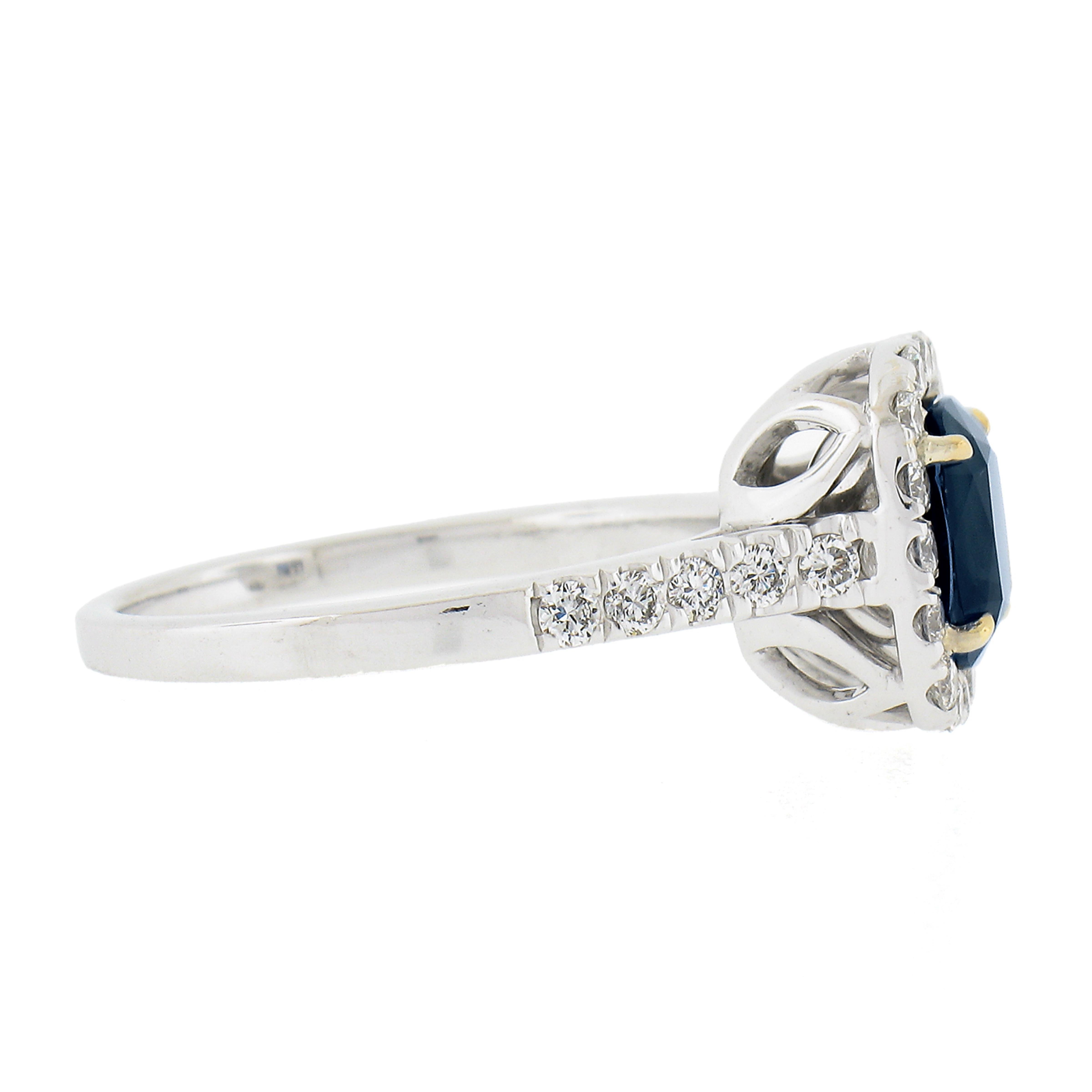 Donna New 14k Tt Gold 2.47ctw GIA No Heat Blue Sapphire & Diamond Engagement Ring in vendita