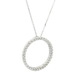 New 14k White Gold 0.38ctw Diamond Open Circle Of Life Slide Pendant Necklace