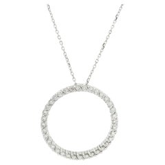 New 14k White Gold 0.38ctw Diamond Open Circle Of Life Slide Pendant Necklace