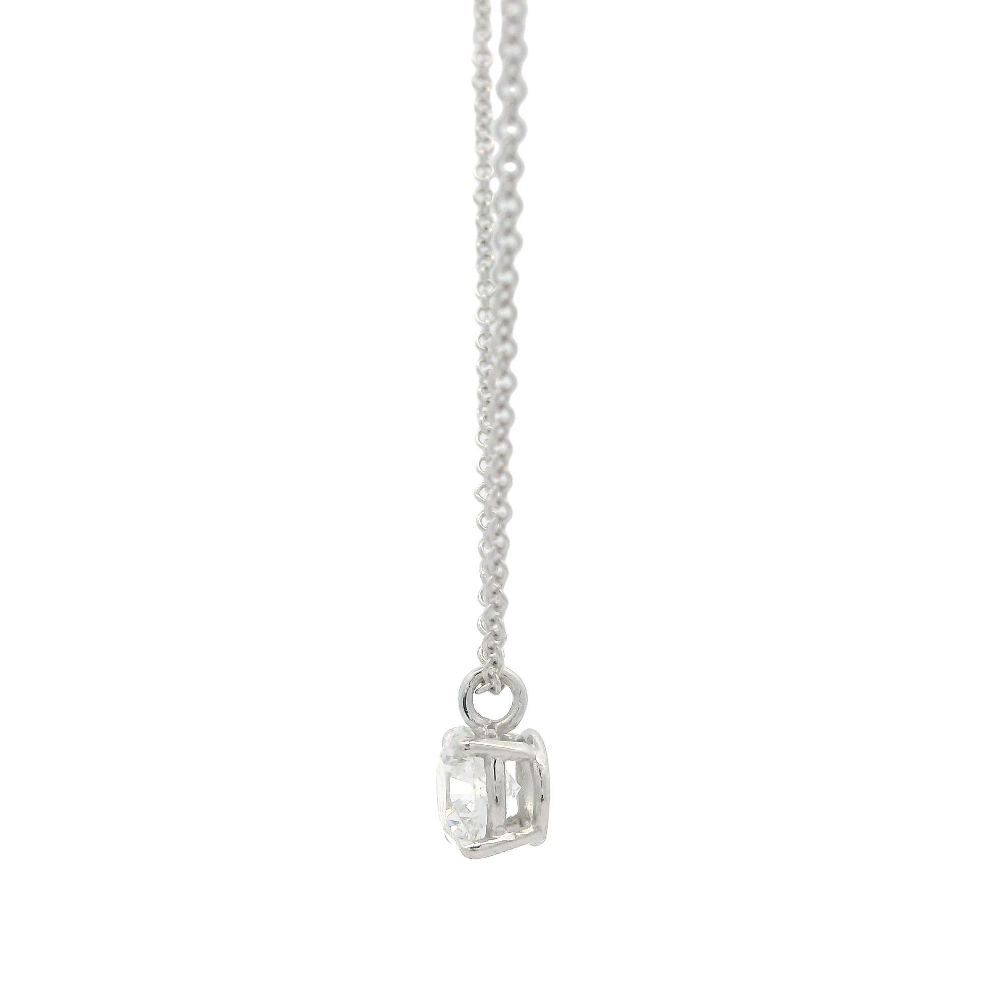 Women's New 14k White Gold 0.58ct Round Diamond Solitaire Slide Dainty Pendant Necklace For Sale
