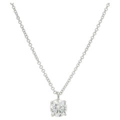 New 14k White Gold 0.58ct Round Diamond Solitaire Slide Dainty Pendant Necklace