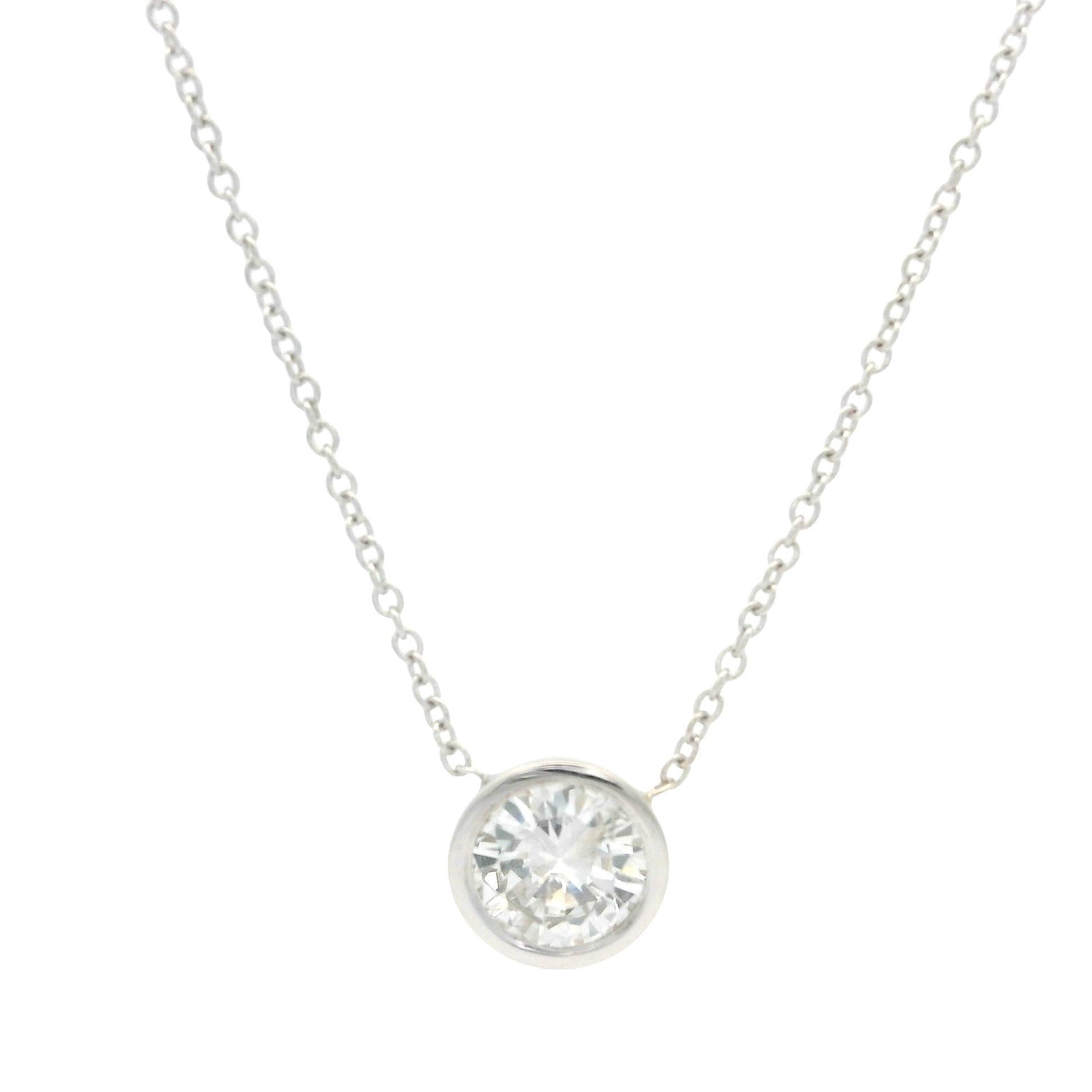 Neu 14k Weißgold 0,60 Karat Lünette Diamant Solitär Anhänger Kette Halskette im Angebot 3