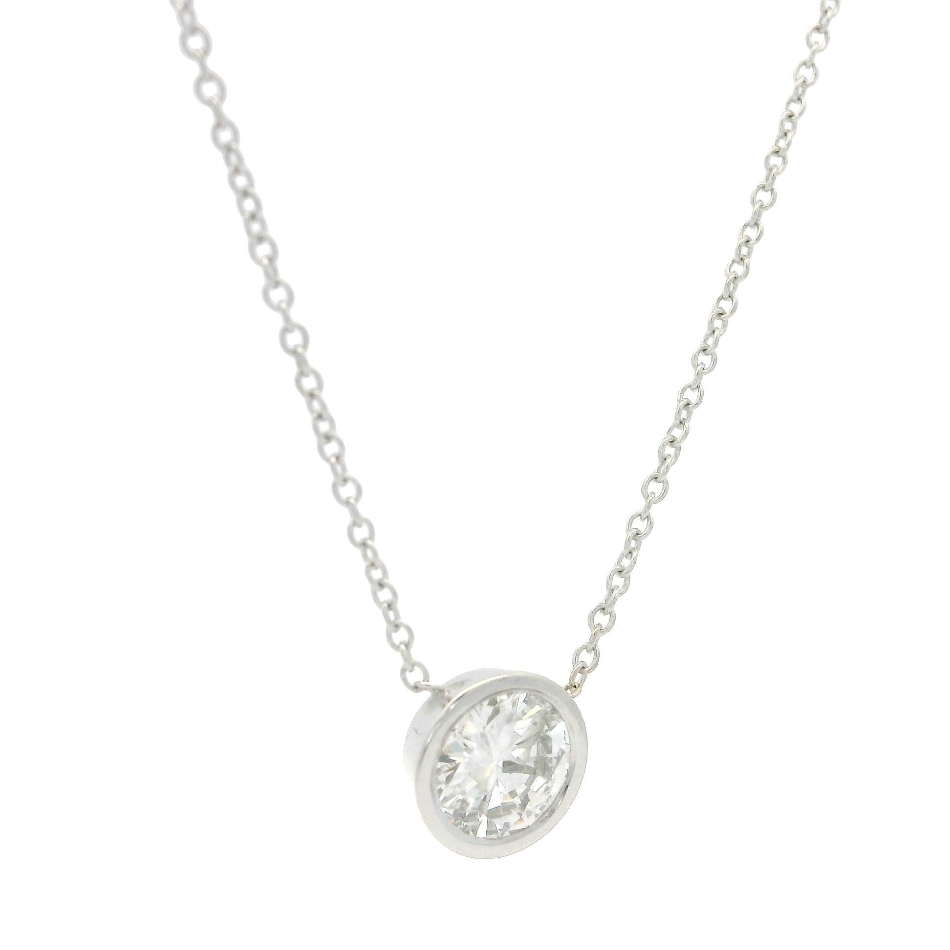 Neu 14k Weißgold 0,60 Karat Lünette Diamant Solitär Anhänger Kette Halskette im Angebot 4