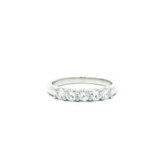 New 14k White Gold 0.64ct Round Diamond 5 Stone Stack Classic Band Ring
