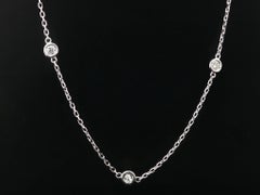 New 14k White Gold 0.70ctw Round Diamond 10 Station By The Yard Chain Necklace