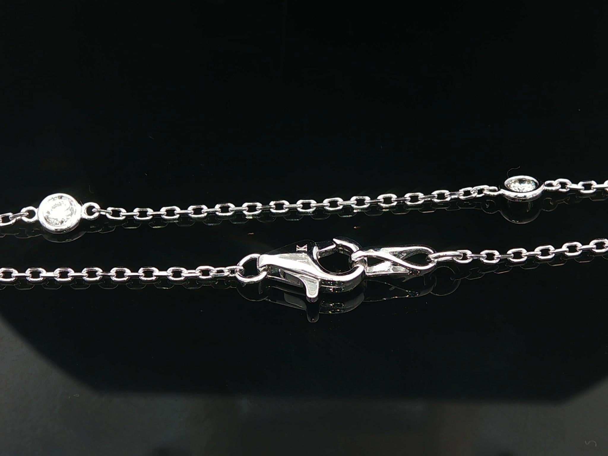 Nuevo Collar de Cadena de Oro Blanco de 14k 0.70ctw Diamante Redondo de 10 Estaciones por Yarda en Nuevo estado para la venta en Montclair, NJ