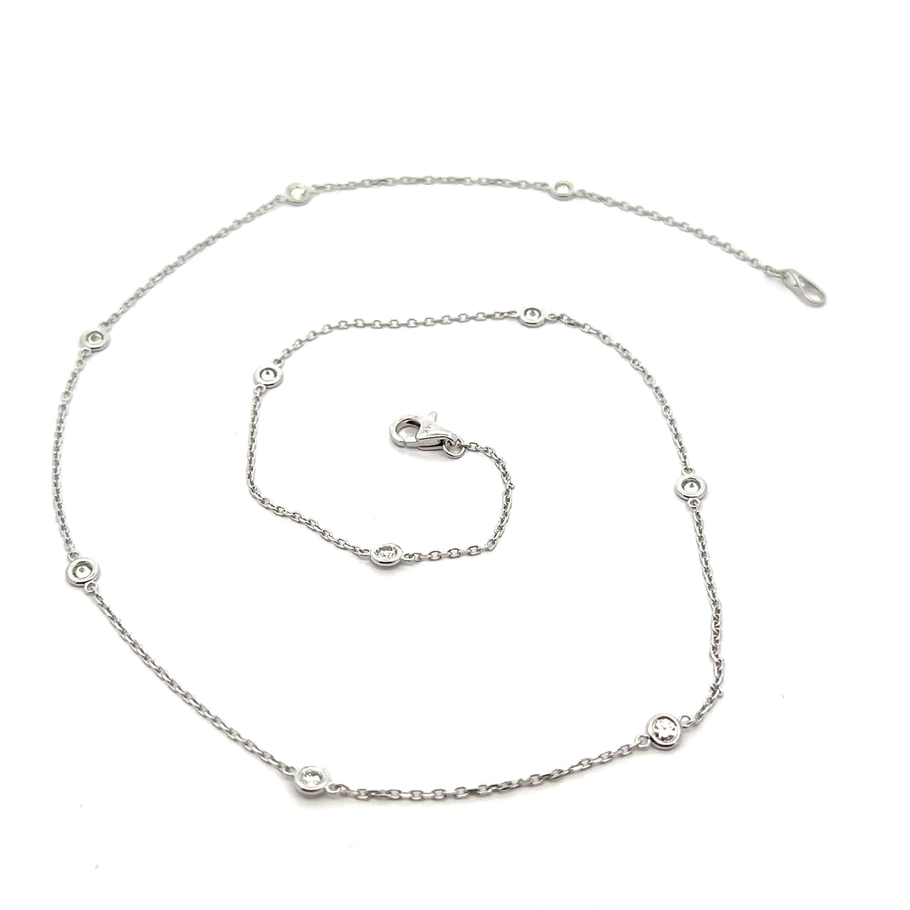 De las mujeres Nuevo Collar de Cadena de Oro Blanco de 14k 0.70ctw Diamante Redondo de 10 Estaciones por Yarda en venta