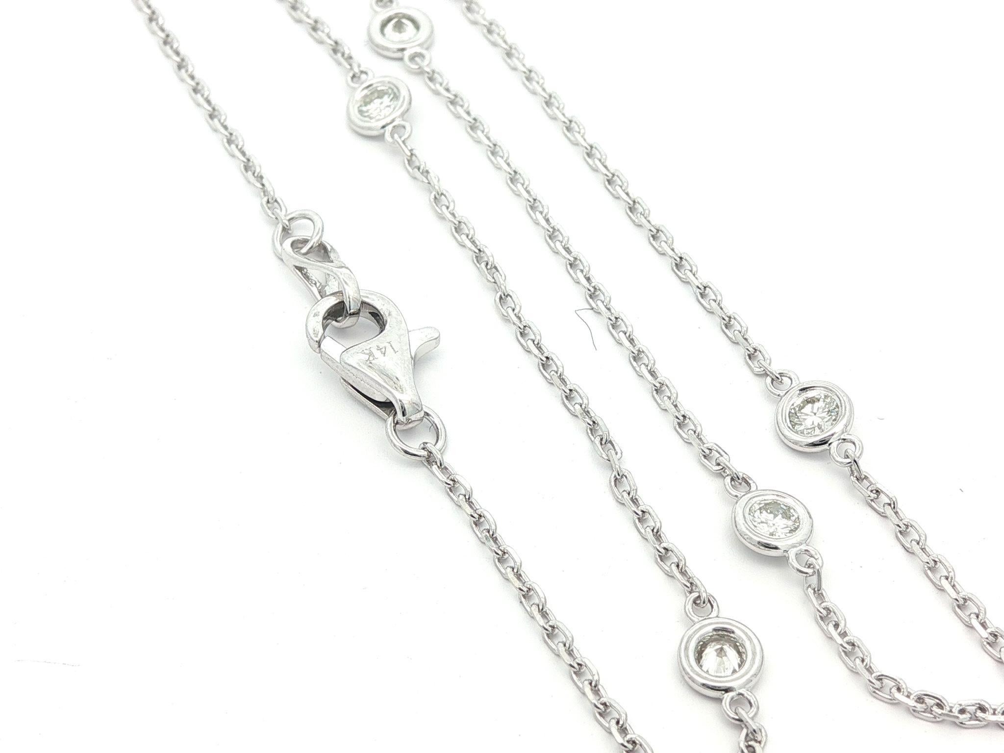 Nuevo Collar de Cadena de Oro Blanco de 14k 0.70ctw Diamante Redondo de 10 Estaciones por Yarda en venta 1