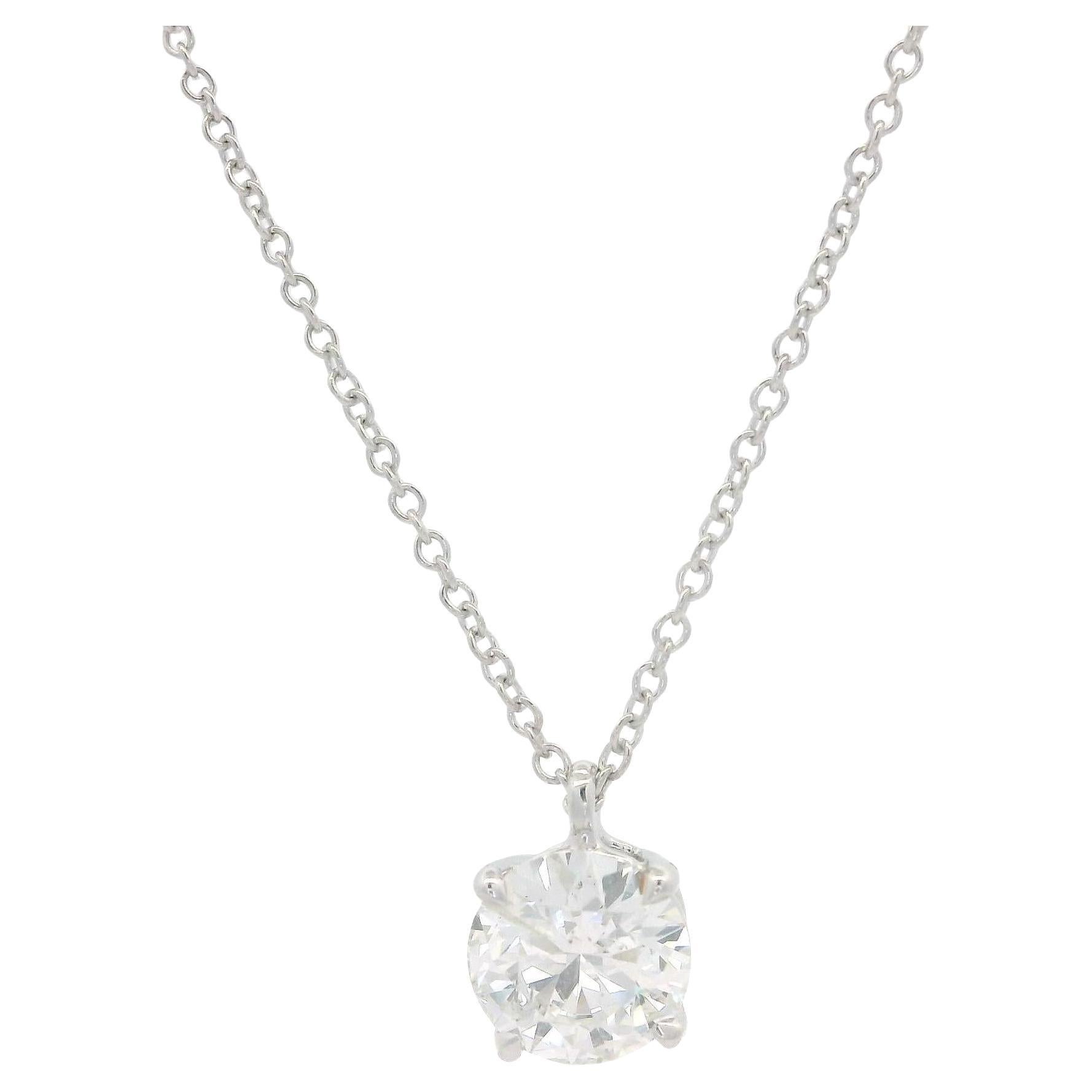 New 14k White Gold 0.72ct Round Diamond Solitaire Slide Pendant 16" 18" Necklace