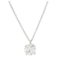 New 14k White Gold 0.72ct Round Diamond Solitaire Slide Pendant 16" 18" Necklace